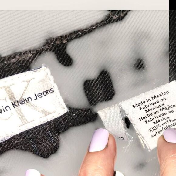Calvin Klein Womens Jeans| Sz 12 |Black | Artistic Design Devil/Angel | Straight - Picture 7 of 10